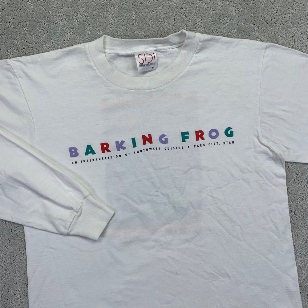 Vintage 90s Barking Frog Park City Utah Long Sleeve‎ Tshirt Graphic Restaurant